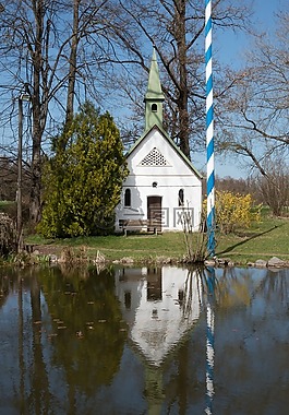 小教堂,池塘,dorfteich