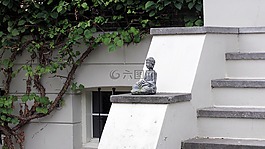 佛,冥想,花園雕像