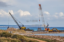 起重機,建設,工作