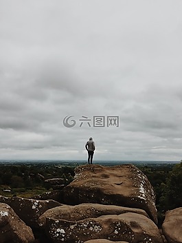 自然,地平線,巖