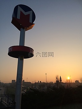 地鐵,天空,日落