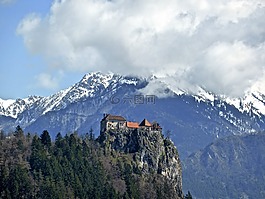 城堡,山,山頂