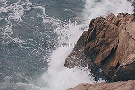 波,岸,濺