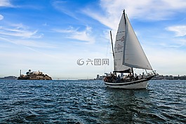 游艇,帆,海