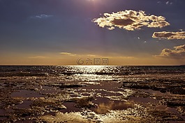 海灘,海,地平線