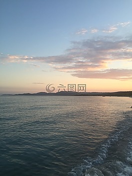 海,日落,海洋
