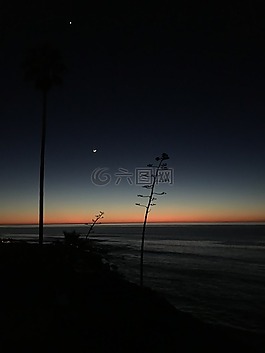 日落,海灘,側(cè)影