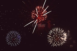 煙花,夜,夏季