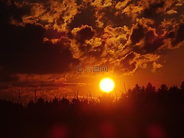日落,余輝,夏季