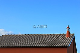 藍(lán)色,煙,煙囪