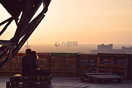 夫婦,日落的時(shí)候,男子