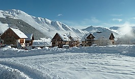 村,山,冬天