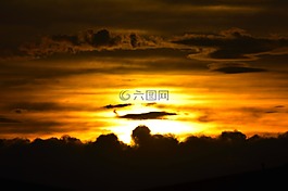 日落,云,天空