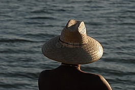 草帽,男子,海