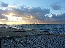 dromana,日落,灣
