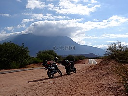 摩托車,路,山