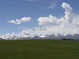 蓝天,白云,山