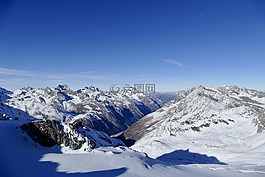 雪,山,冬天