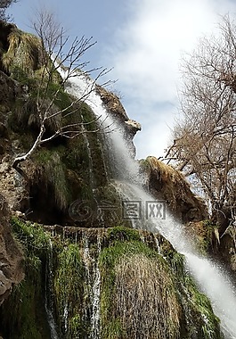 大瀑布,山,伊朗