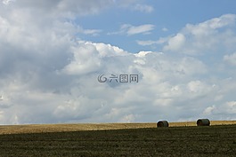 耕地,字段,干草捆
