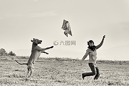 人與狗,站在狗,威馬