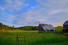 簡易房,農(nóng)場,日落