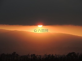 日落,黃昏,橙色