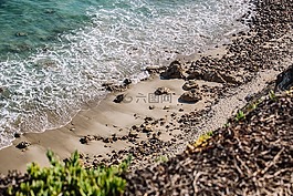 海灘,岸,沖浪