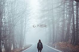 霧,薄霧,路