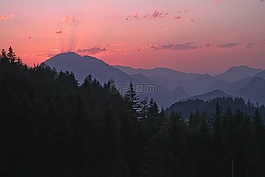 日落,高山,余輝