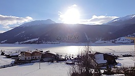 reschensee,冬天,意大利晚