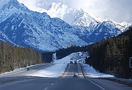 雪,山,冬天