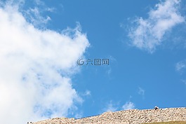天空,墻,云