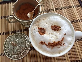 咖啡,肉桂,微笑