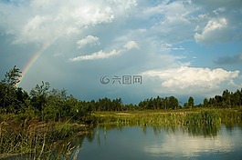 湖,屏幕,景观