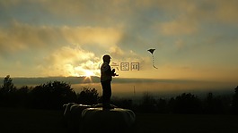 男孩,龙,太阳