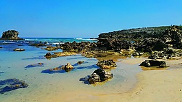 海灘,巖,水