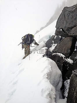 山,登山者,雪