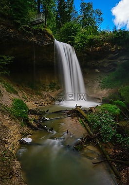 水域,瀑布,河