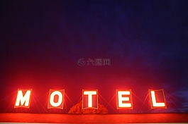 酒店,霓虹燈,夜