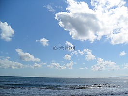 海,天空,海灘