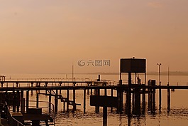湖,日落,博登湖