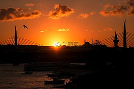 日落,橋,背景