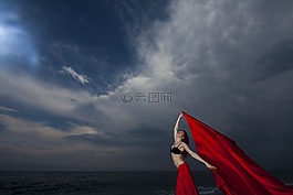 織物,婦女,紅色