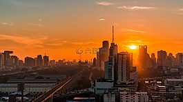 城市,曼谷,日出