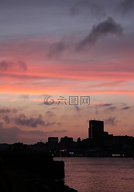 漢堡,日落,天際線