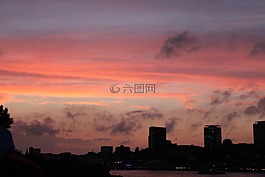 漢堡,日落,天際線