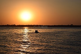 日落,海灘,mar