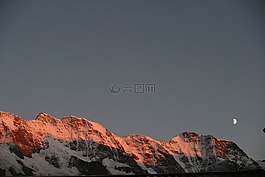 瑞士山區,高山的夕陽,瑞士
