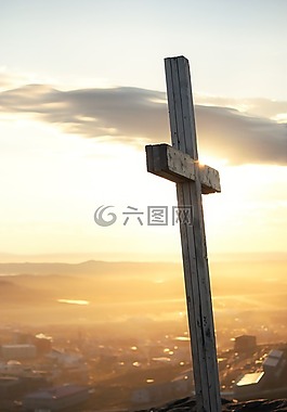 交叉,日落,云
